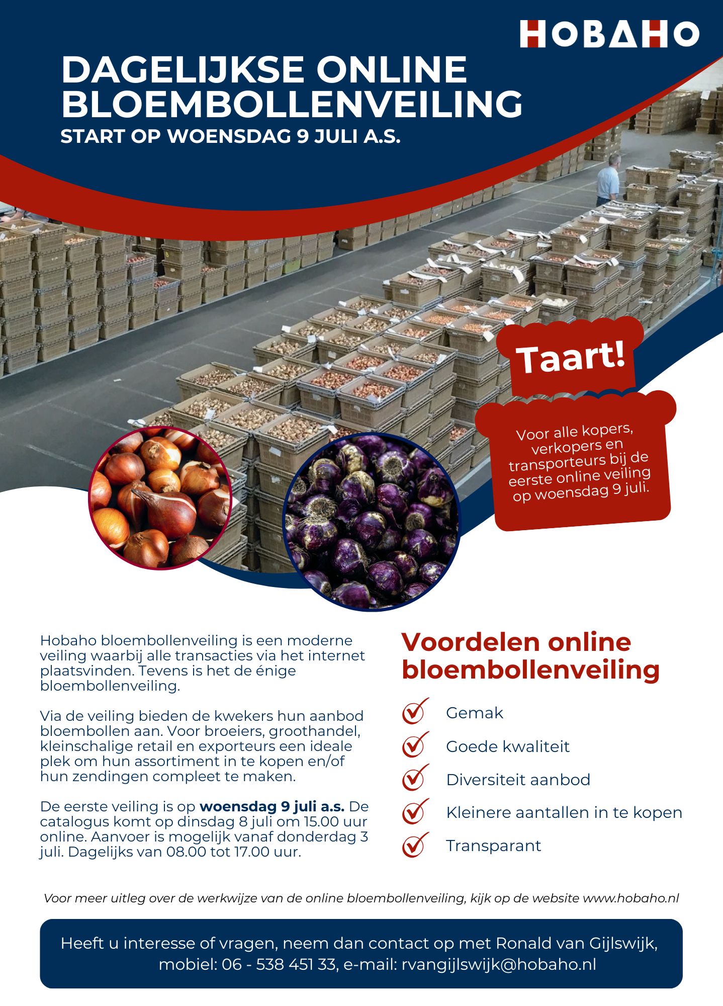 Eerste bloembollenveiling op woensdag 9 juli 2025